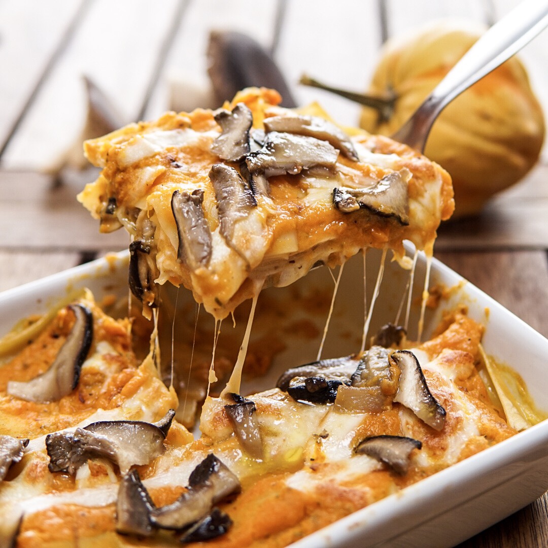 Lasagna di zucca e funghi light - Basilico Secco