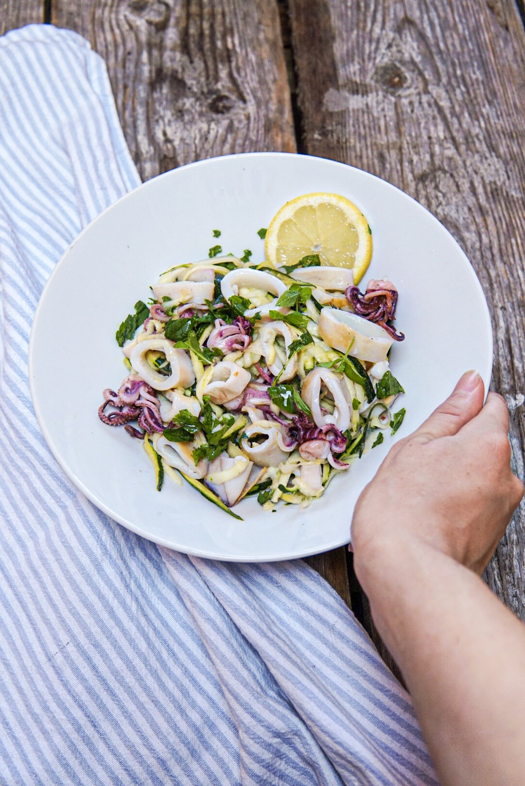 Insalata Di Calamari E Zucchine Basilico Secco