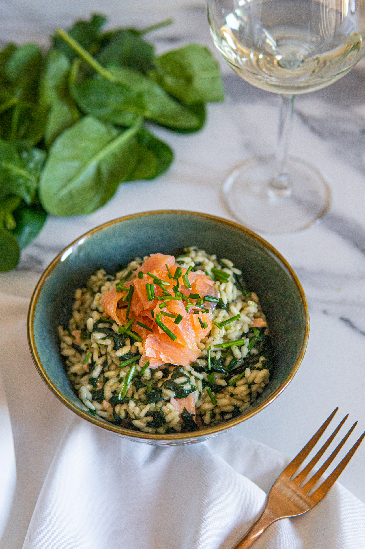 Riso Con Spinaci E Salmone Basilico Secco