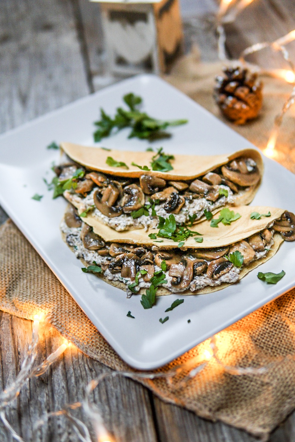 Crepes salate di albumi con funghi