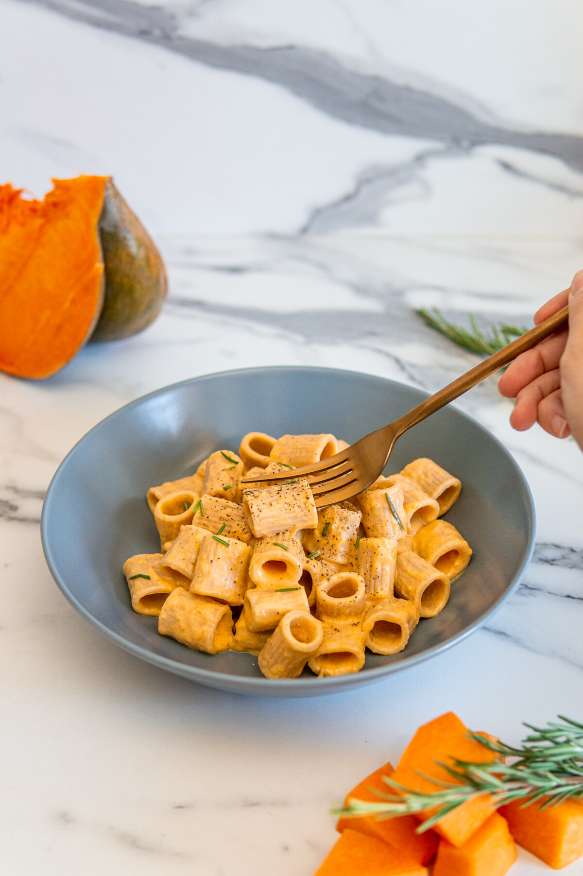 Pasta con crema di zucca e Philadelphia