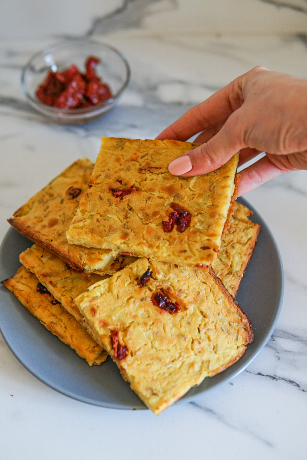 Farinata di ceci con pomodori secchi