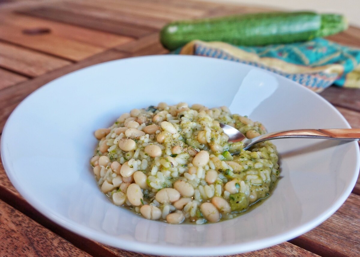 Risotto crema di zucchine e fagioli