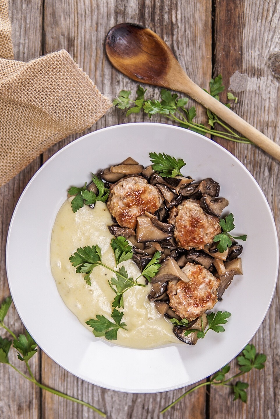 Polpette di pollo light con funghi