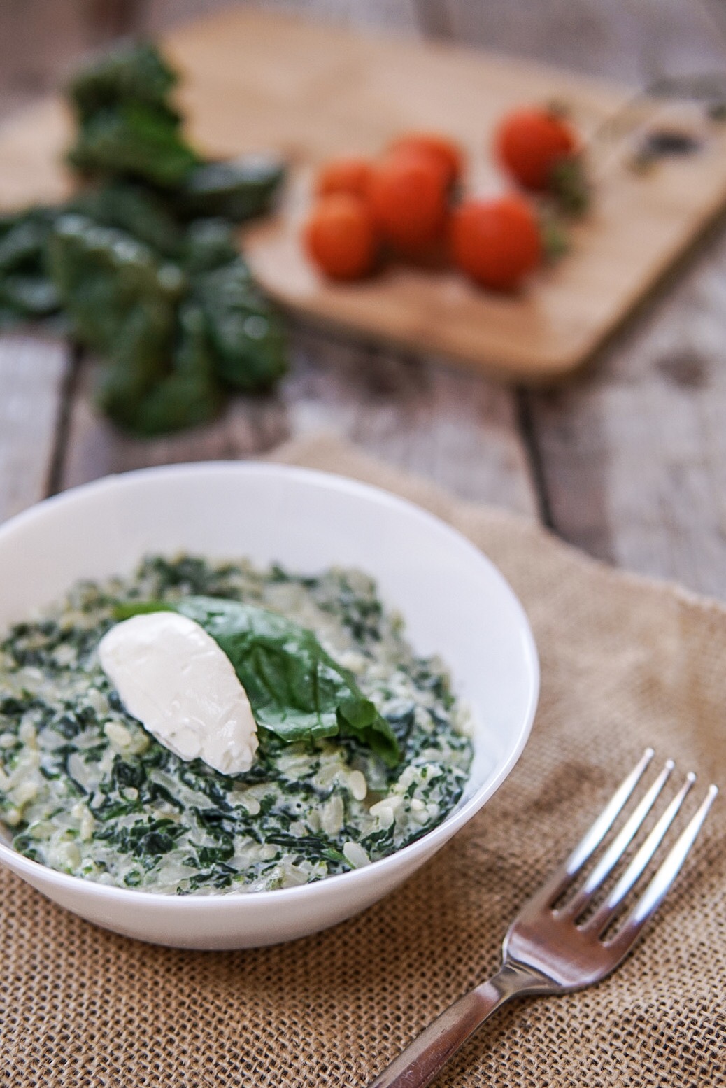 Riso spinaci e formaggio cremoso