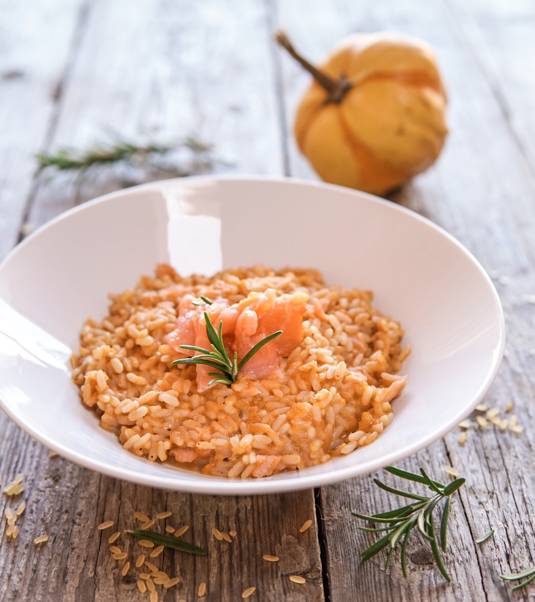 Risotto zucca e salmone affumicato