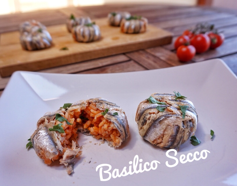 Sformato di alici con riso al pomodoro