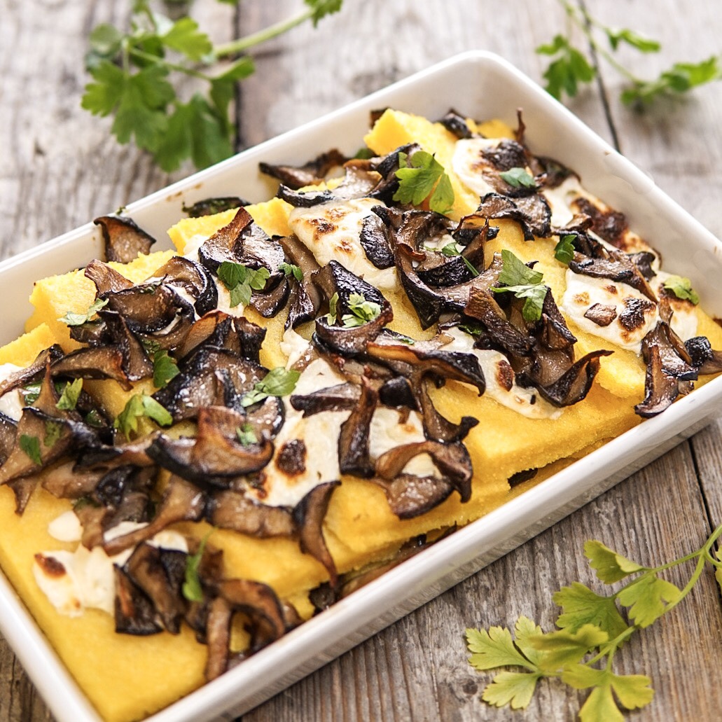 Polenta con funghi e philadelphia light