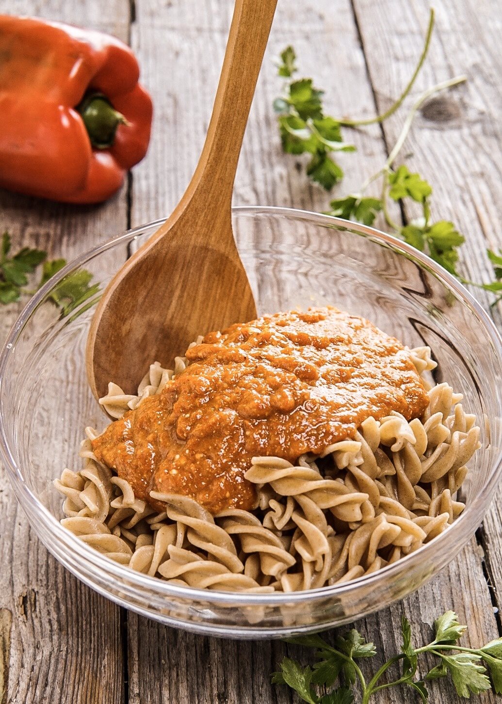 Pasta con crema di peperoni