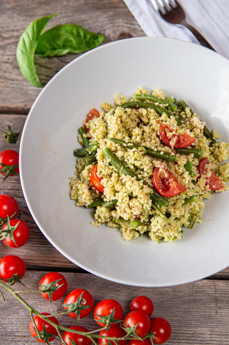 Cous cous freddo con pesto di fagiolini