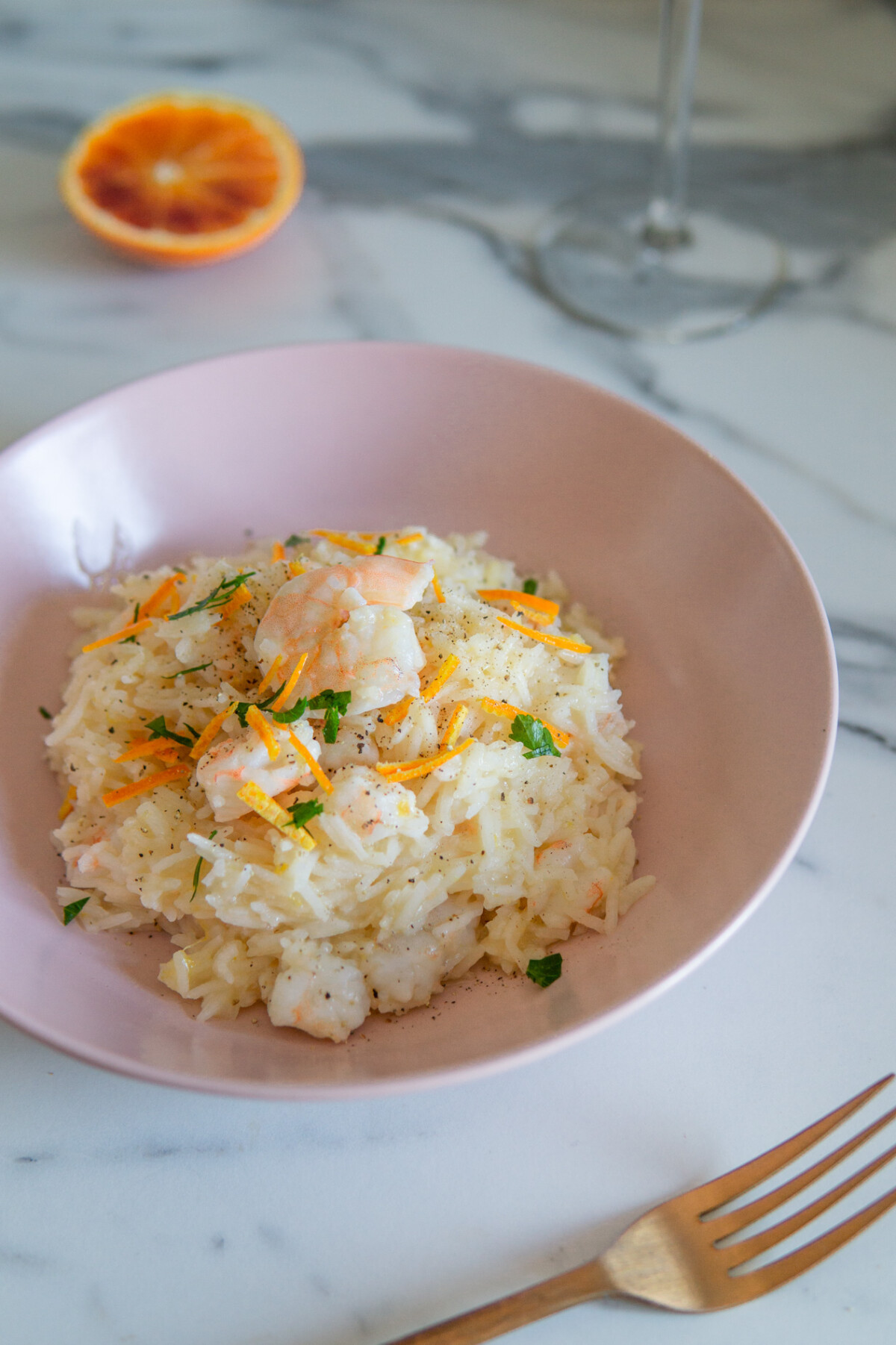 Risotto all'arancia e gamberi