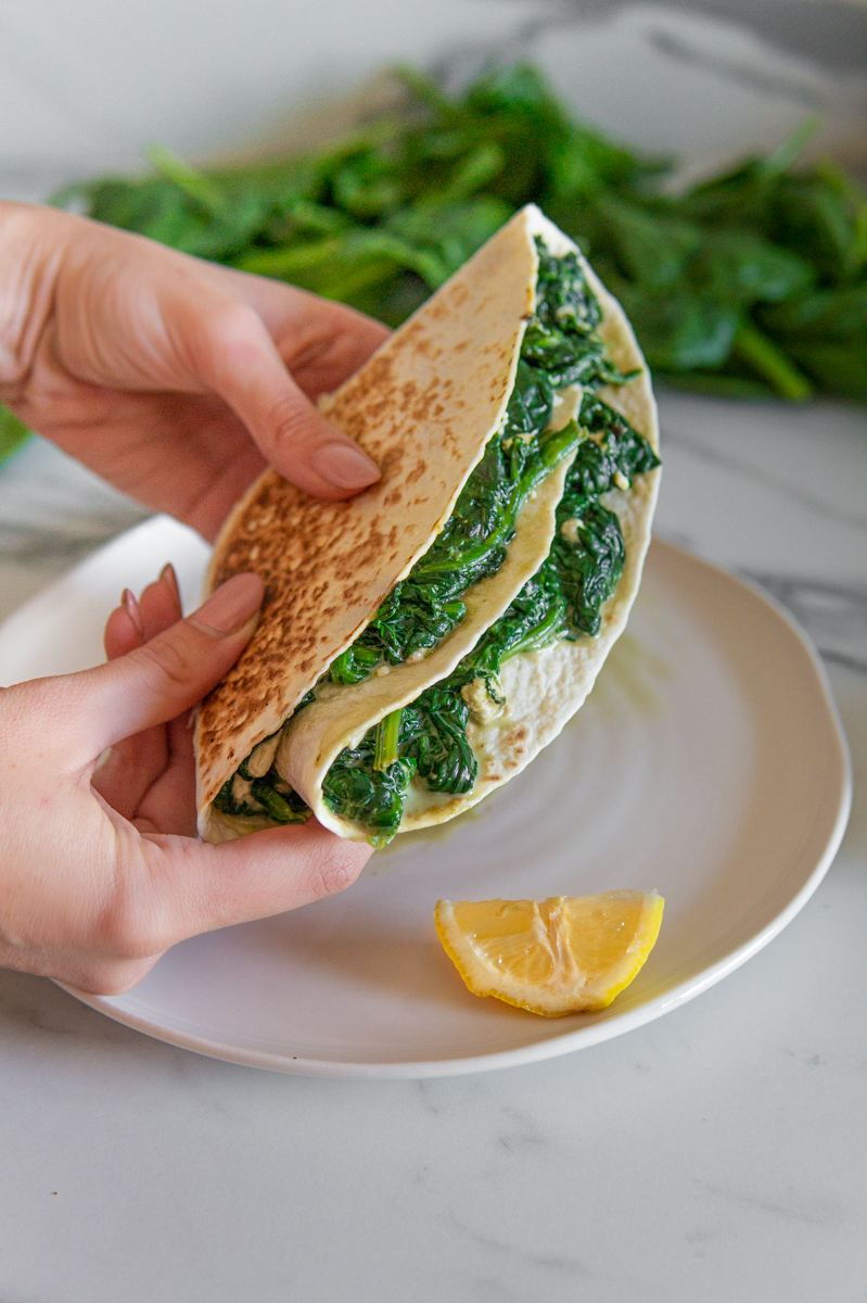 Tortilla feta e spinaci