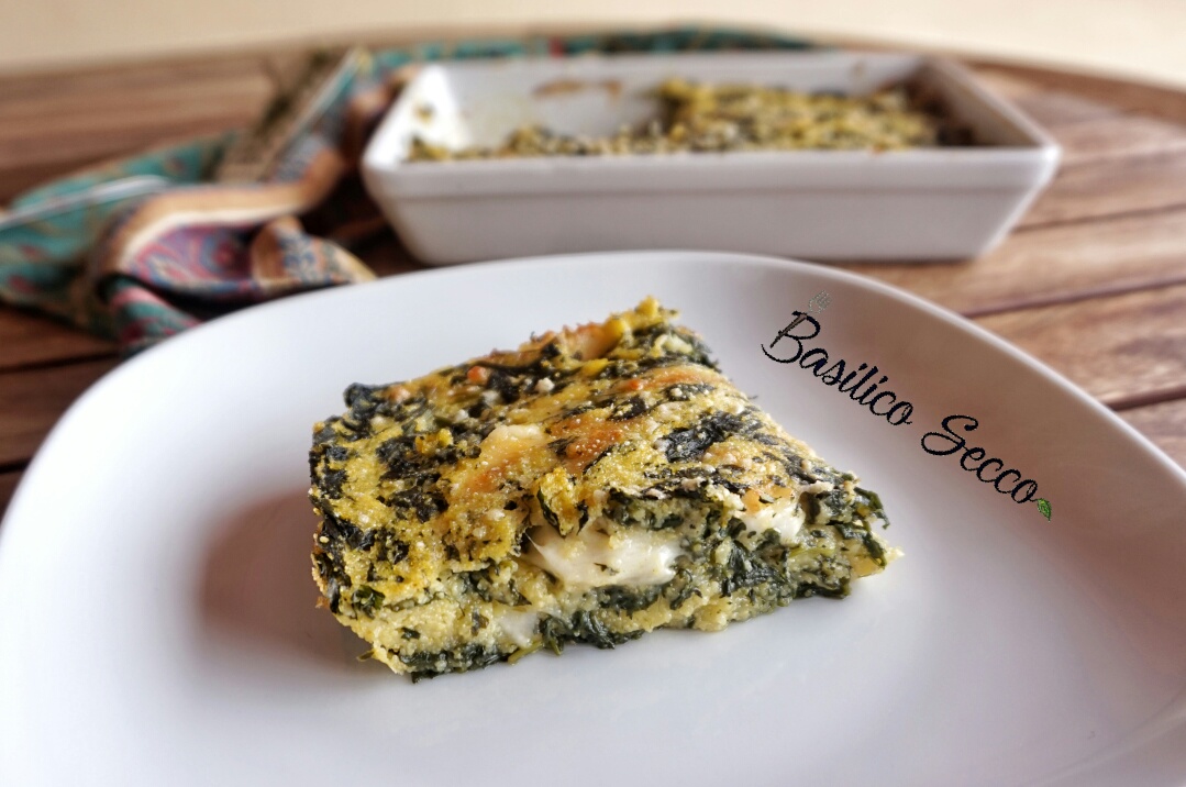 Polenta al forno con scamorza affumicata e spinaci